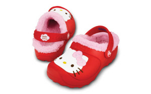 hello kitty lined custom clog red bubblegum