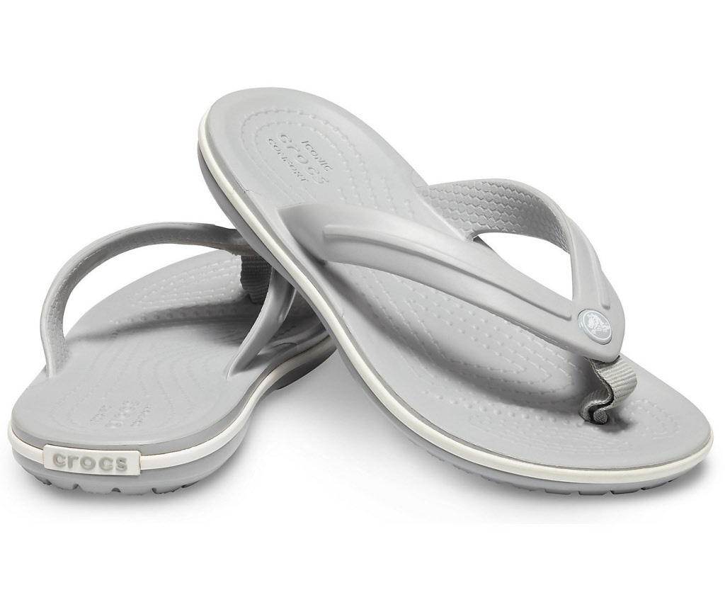 Crocs Crocband Flip Grau Light Grey/White Schuhe Clogs Herren Damen Unisex 